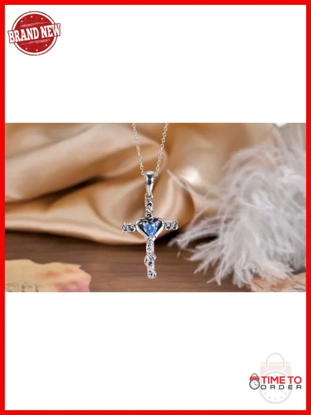 925 Sterling Silver Cross Pendant Ruby Birthstone Necklace